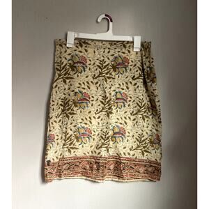 Kuhl‎ Organic Cotton Cream Floral Midi Skirt Medium Boho Natural Fibers Earthy
